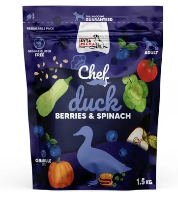 Obrázek produktu pro Granule pro psy kachna, borůvky a špenát 1,5 kg