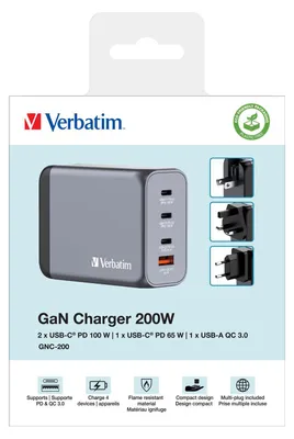 Obrázok produktu pre Verbatim GNC-200, Vnútorný, AC, 21 V, Čierna, Šedá