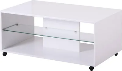 Image de Giussano - Table basse, 101x60x45h cm Blanc, 2 Compartiments