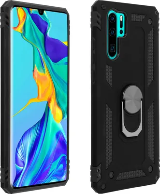 Produktbild von Avizar, Hybrid Handyhülle mit Ring Halterung für Huawei P30 Pro, Schwarz