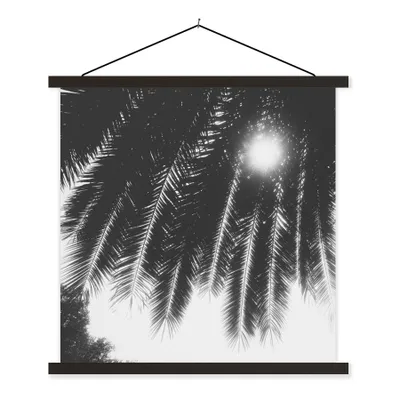 Produktbild von MuchoWow® Textilposter Palmenblätter - Tropisch - Sonne - Palme 40x40 cm mit schwarzem Rahmen - Fotos
