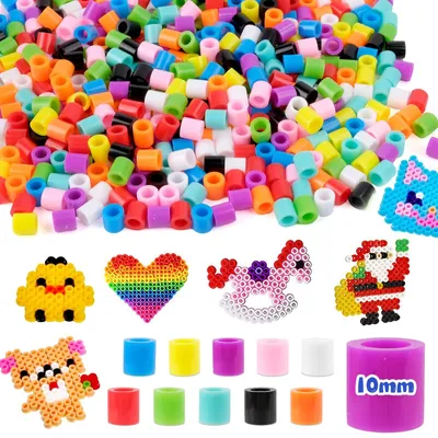 Produktbild von Bügelperlen groß 10 mm - 1500 Stück - Maxi-Bügelperlen-Set - Kreativer Spielspaß - Geeignet für Kinder ab 3 Jahren - 10 Farben - Perlen