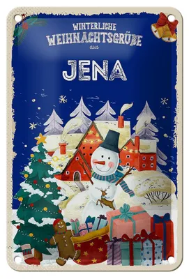 Produktbild von Blechschild Weihnachtsgrüße JENA Geschenk FEST Dekoration 12x18cm