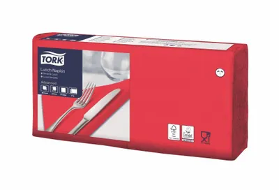 Produktbild von 477210 Servietten „Advanced“, rot, 2-lagig, 33 × 33 cm, TORK