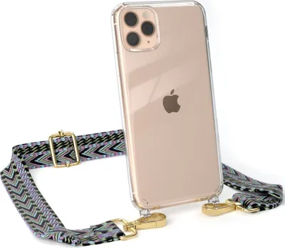 Produktbild von EAZY CASE Handykette - Verstellbarer Trageriemen kompatibel mit Apple iPhone 11 Pro Max, Handykordel mit transparenter Silikon-Hülle, Band in Lila