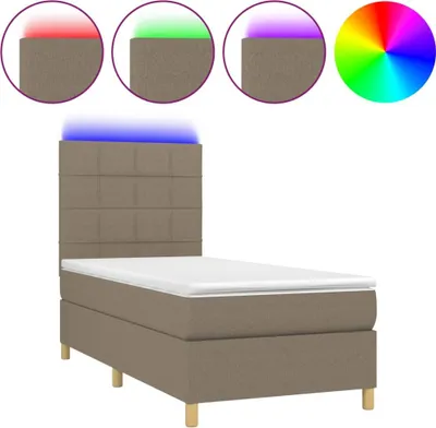 Produktbild von vidaXL Boxspringbett mit Matratze & LED Taupe 80x200 cm Stoff