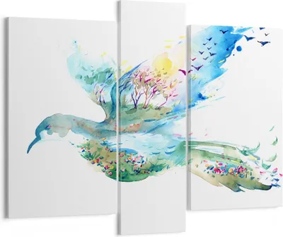 Produktbild von Bild auf Leinwand - Leinwandbild - Abstraktion Vogel Natur Bewegung - 95x80cm - Wand Bild - Wanddeko - Leinwanddruck - Bilder - Kunstdruck - Wanddekoration - Leinwand bilder - Wandkunst - CB95x80-3032