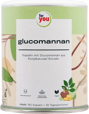 Produktbild von Glucomannan Kapseln 180 Stück zum Abnehmen – Vegan, Naturprodukt, EFSA-anerkannt