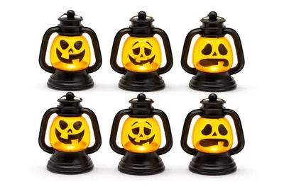 Produktbild von 6er Set Halloween LED Lämpchen – Kürbis-Laternen für gruselige Deko & warmes Licht