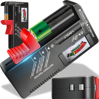 Produktbild von Profi Batterietester Analog Kapazitätsanzeige und Knopfzellen Akku Batterie Tester Testgerät Prüfgerät AAA, AA, CR 9V Knopfbatterien Retoo