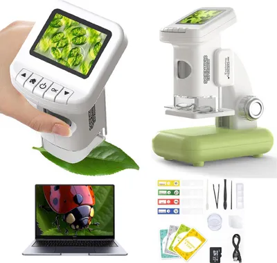 Produktbild von Tragbares Kindermikroskop 1200x Vergrößerung – 2-Zoll-Bildschirm + HD, Lernspielzeug