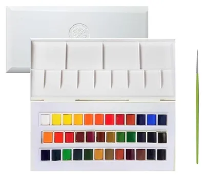 Aquarellfarben Reiseetui, 37-teilig (36 Farben + 1 Pinsel)