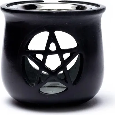 Zdjęcie produktu dla Kadzidełko Pentagram Steatyt Czarny + Sito - 8,5x9 Cm