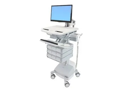 Produktbild von Ergotron Wagen - offene Architektur - für LCD-Display / PC-Ausrüstung - medizinisch - Aluminium, verzinker Stahl, hochwertiger Kunststoff - Grau, weiß, Polished Aluminum - Bildschirmgröße: bis zu 61 cm (bis zu 24 Zoll)