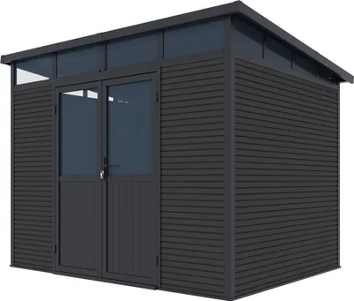 Produktbild von Weide Gartenhaus | Aluminium & WPC | Gerätehaus mit Doppeltür | 278x218x226 cm | Wetterfest in Anthrazit