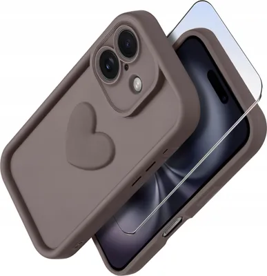 Produktbild von iPhone 16 Silikonhülle MATT Herz + 9H Displayschutzglas