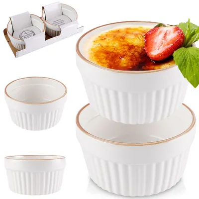 Produktbild von Porzellanschälchen Schüssel Backschale Backförmchen Schale Schälchen hitzebeständig Auflaufförmchen Auflaufform weiß 2er-Set 170 ml
