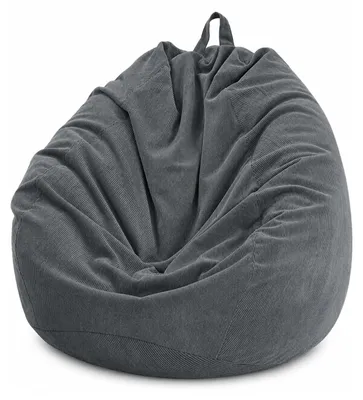 Image de Housse de pouf sans rembourrage - Velours côtelé - 85 x 110 cm - Gris - Intérieur et extérieur