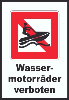 Produktbild von Jetski fahren verboten Symbol und Text A6 (105x148mm)