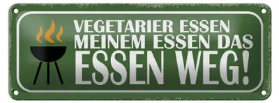 Produktbild von Blechschild Spruch 27x10cm Vegetarier essen das Essen weg Dekoration