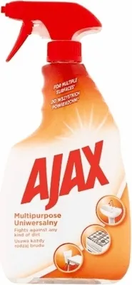 A spray bottle of AJAX Multipurpose cleaner.