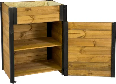 Produktbild von dobar Rollbarer Gartenschrank mit Pflanzkasten inkl. Schafswolle, Gr. L