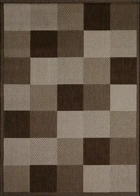 Produktbild von Robuster In- und Outdoor Flachgewebe Teppich 100% Polypropylen , Farbe:Braun, Maße:120x160 cm