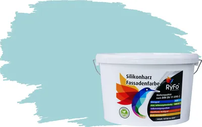 Produktbild von RyFo Colors Silikonharz Fassadenfarbe Lotuseffekt Trend Gletscherblau 10l - bunte Fassadenfarbe, weitere Blau Farbtöne und Größen erhältlich, Deckkraft Klasse 1