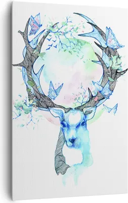 Produktbild von Bild auf Leinwand - Leinwandbild - Einteilig - Hirsch Natur Landschaft Dekoration - 80x120cm - Wand Bild - Wandbilder - Leinwanddruck - Wanddekoration - Leinwand bilder - Wandbild - PA80x120-3126