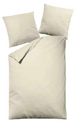 Produktbild von 1B Dormisette by JACK Linon / Renforcé Bettwäsche 135x200cm 2 tlg. Unifarben Uni Grau / Grün / Creme, Farbe:Creme