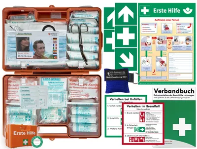 Produktbild von Verbandskoffer (G) Typ N -Komplettpaket- Erste Hilfe nach aktueller DIN 13169 (Betriebe) -DSGVO- INKL. PERF. VERBANDBUCH +Notfallbeatmung & AUFKLEBER