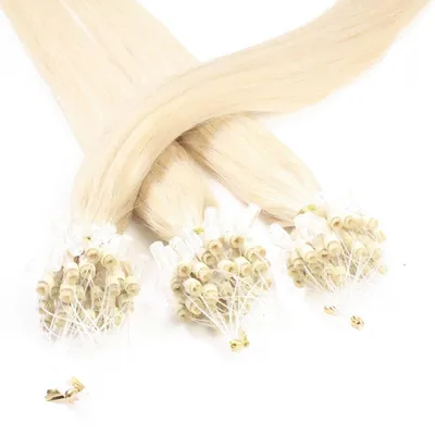Obrázek produktu pro Mikroprameny vlasů z přírodních vlasů, rovné, 25 pramenů, 40 cm, světle blond