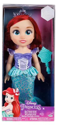 Produktbild von Disney Princess Disney Prinzessin Ariel Puppe, 35 cm große Puppe mit Royal Reflection Augen, inklusive schimmerndem, abnehmbarem Kleid mit Platin-Holofoil-Print, Schuhen, Tiara und Bürste – perfekt für Mädchen ab 3 Jahren, Große Puppe, Weiblich, 3 Jahr(e), Junge/Mädchen, 381 mm, Mehrfarbig