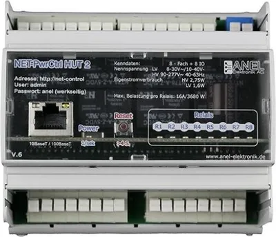 Obrázok produktu pre 8-kanálové ethernetové reléové ovládanie, 16 A, montáž na lištu, nízkonapäťové