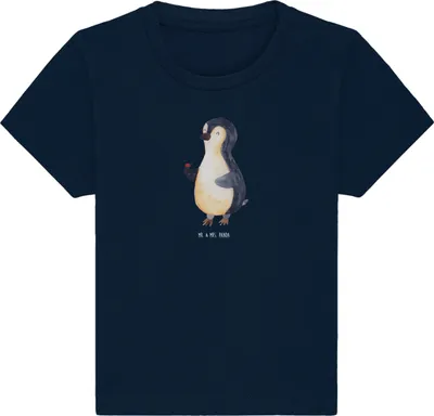 Produktbild von Mr. & Mrs. Panda  T-Shirt Pinguin Marienkäfer 24. - 36. Monat - French Navy - Geschenk, Babyshirt, Glück, Baby Shirt, Aufmerksam, Wunder, Baumwollshirt, Kleine, Top