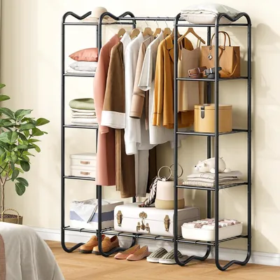 Produktbild von Metallischer Kleiderschrank - Stabil und praktisch - Schwarz - 125,90 x 39,00 x 160,00 cm