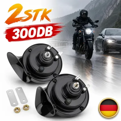 Image de 2 klaxons électriques 300 dB, 12V, son "escargot", très puissants, universels