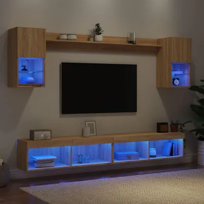 Immagine prodotto di Maison Exclusive - Parete attrezzata 6 pezzi con LED in legno composito rovere sonoma