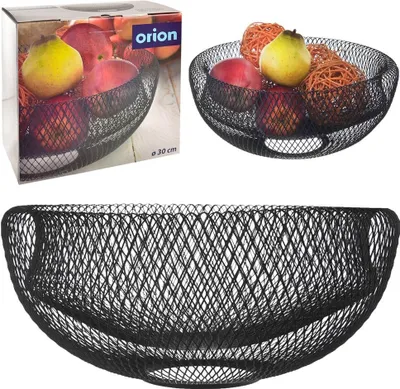 Obrázek produktu pro Kovový košík Orion na ovoce a zeleninu | černý, průmyslová mísa ve stylu LOFT, dvoustěnná | 30 cm
