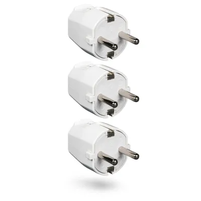 Produktbild von HEITECH PVC Schutzkontakt Stecker weiß - 3x Schutzkontaktstecker Schuko Stecker