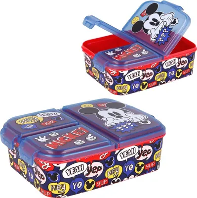 Produktbild von Mickey Mouse Brotdose Kinder Lunch Box mit 3 Fächern Vesperdose BPA frei