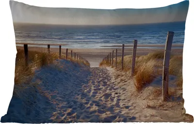 Produktbild von MuchoWow® Outdoor Kissen - Strand - Meer - Niederlande - Dünen - Sonne - 60x40 cm - Wetterfest - Lounge Kissen - Zierkissen - Kissen für Innenräume