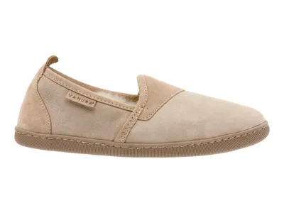Produktbild von Vanuba - Damen Hausschuhe Hampshire Moderne Pantoffeln Echtleder Lammfell Natur Wolle D011 Beige-Weiß, Größe 37 EU