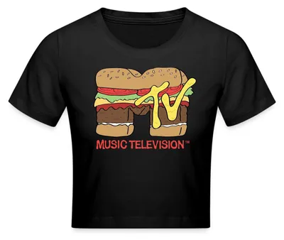 Produktbild von Spreadshirt MTV Music Television Burger-Logo Crop Top, L, Schwarz