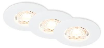 LED-Einbauspots 3er-Set, IP44, 3,6 W, 340 Lm, warmweiß, flach, weiß