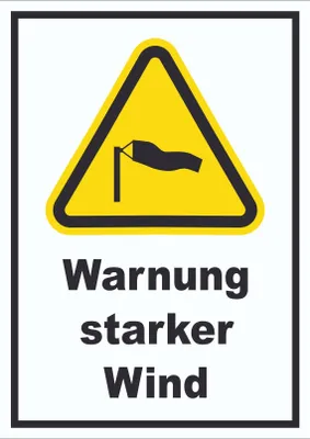 Produktbild von Schild Warnung starker Wind A3 Rückseite selbstklebend