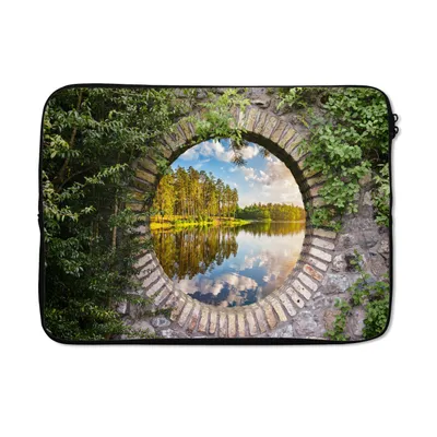 Produktbild von MuchoWow® Laptop Hülle 14 ZollBäume - Wasser - Aussicht Laptoptasche - Laptoptasche - Stoßsicher - Schutzhaube