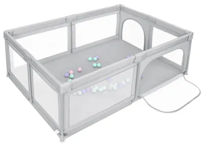 Produktbild von Baby Laufgitter - Spielzaun - 205x147 cm - Metallrahmen - Für Innen/Außen - 0–12 Monate - Rosa