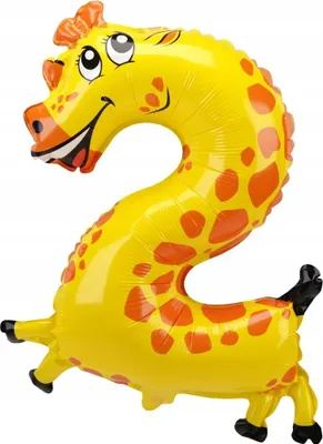 Immagine prodotto di Palloncino in foil numero 2 Giraffa 37 cm - decorazione per compleanni e anniversari