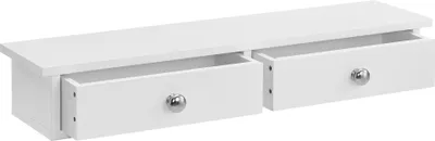 Produktbild von en.casa® Wandregal Geeste, Weiß, 60 x 15 x 10 cm, mit 2 Schubladen, Spanplatte & MDF, pflegeleichte Oberfläche, bis 15 kg belastbar